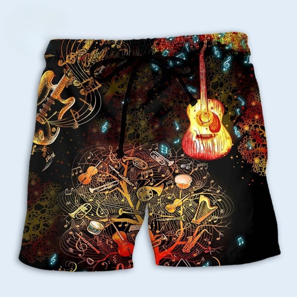 Dark Music Nocturne Beach Shorts For Tropical Holidays And Bright Summer Outfits