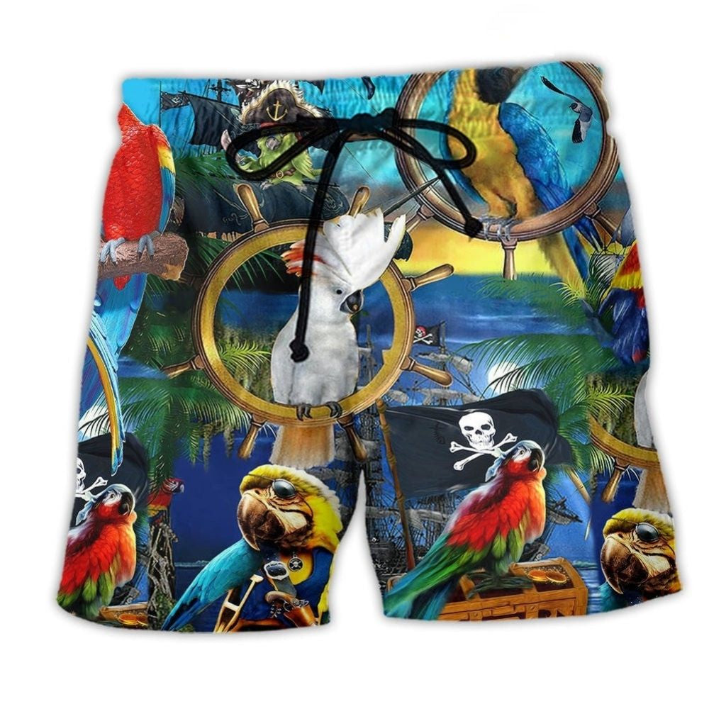 Parrot Colorful Place Beach Shorts Design Detail For Resort And Beach Day Style