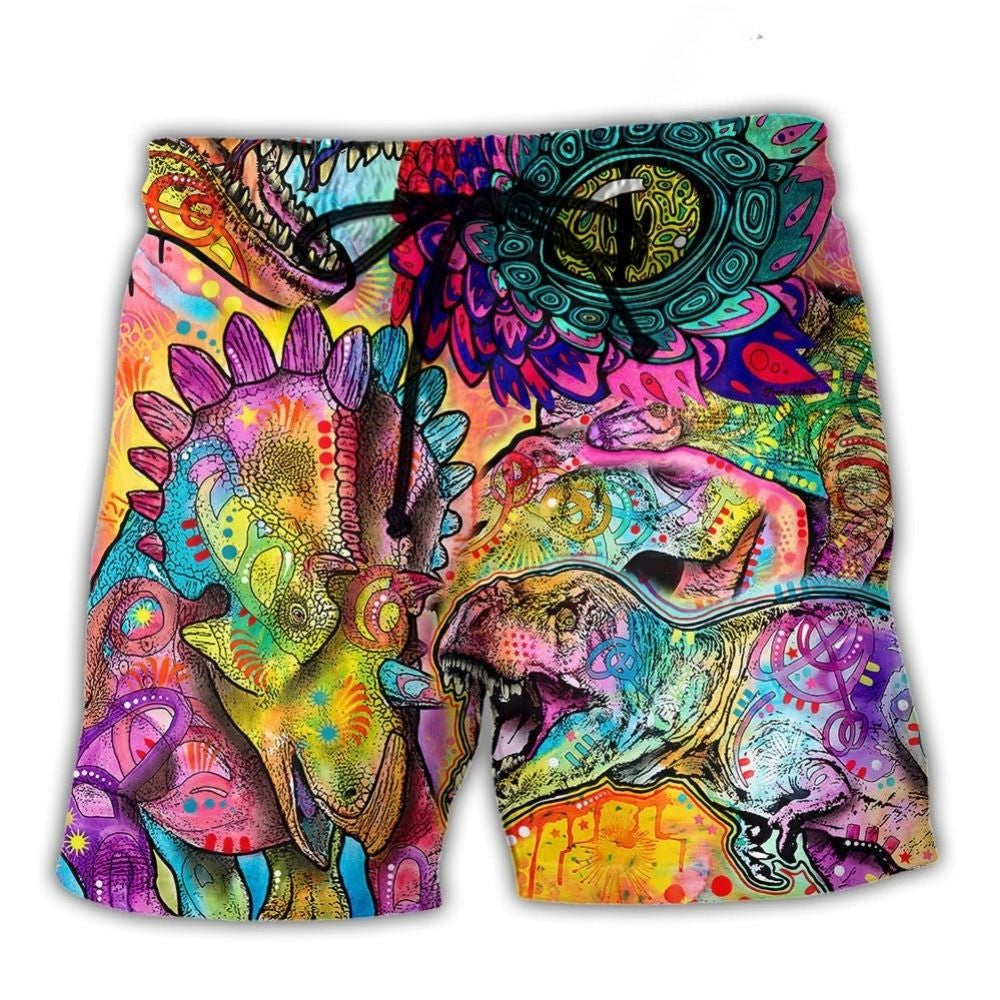 Psychedelic Dinosaur Soul Vision Beach Shorts For Outdoor Adventures And Thoughtful Seasonal Gifts