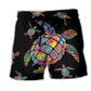 Ocean Turtle Hippie Vibes Beach Shorts Design Detail For Weekend Getaways And Beach Days