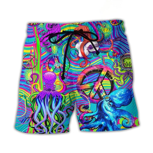 Hippie Octopus Colorful Tie Dye Beach Shorts For Outdoor Adventures And Thoughtful Seasonal Gifts