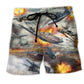 Combat Airplane Fire Beach Shorts For Warm Weather Outings And Thoughtful Gift Giving