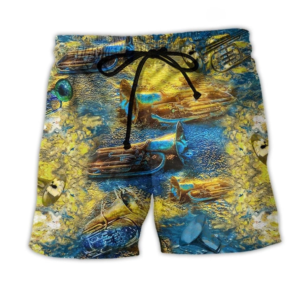 Music Peace Gold Beach Shorts For Poolside Relaxation And Summer Adventures