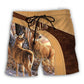 Old Buck And Sweet Doe Forest Beach Shorts Pattern Detail For Sunny Outdoor Activities