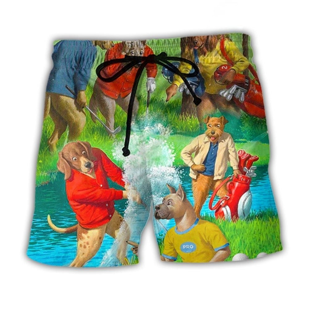 Golf Dog Cool Golf Lover Beach Shorts Design View For Summer Events And Coastal Getaways