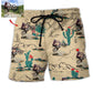 Desert Motorcycle Trial Adventure Beach Shorts Artwork Detail For Comfortable Everyday Summer Wear