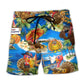 Turkey Happy Thanksgiving Day Beach Shorts Print Detail For Festive Outdoor Gatherings