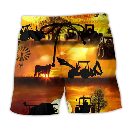 Farmer Work Until Job Done Beach Shorts For Sunny Day Getaways And Lightweight Summer Style