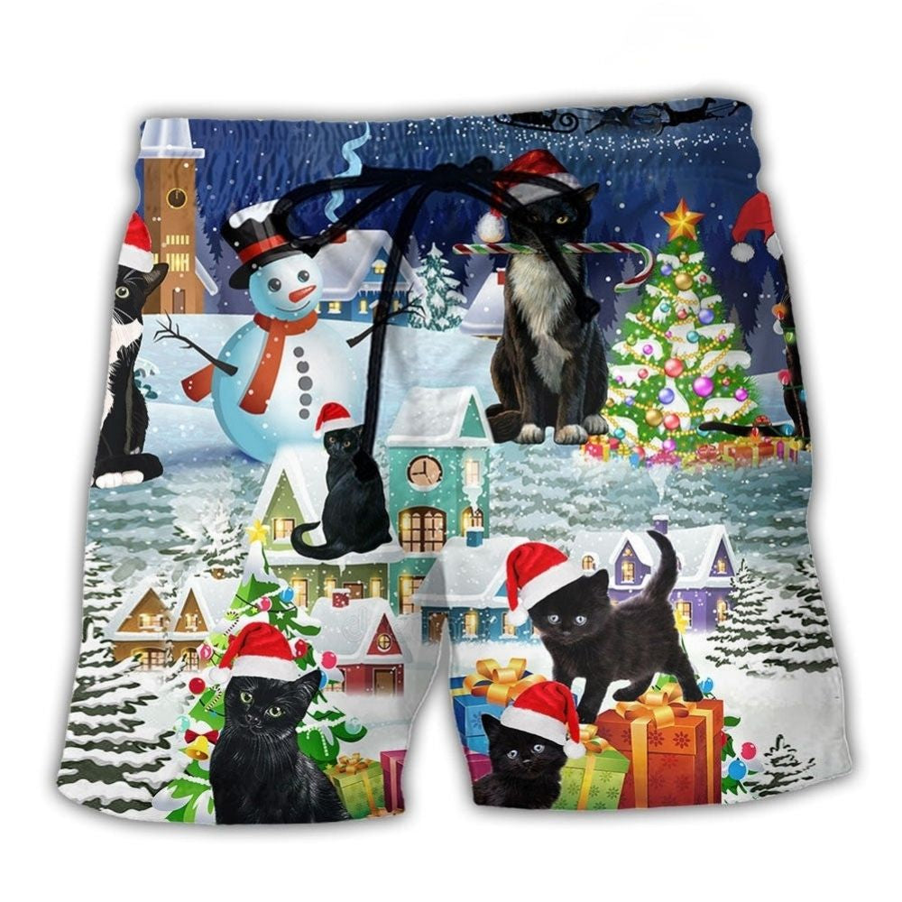 Merry Catmas Holiday Beach Shorts For Resort Days And Casual Outdoor Comfort