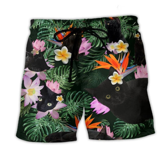 Cat Powered By Hawaii Fun Beach Shorts For Poolside Relaxation And Summer Adventures