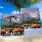 Cow Mountain Landscape Beach Shorts Artwork Detail For Comfortable Everyday Summer Wear