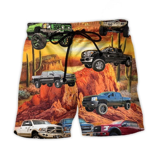 Lifted Truck Lifestyle Bold Statement Beach Shorts Artwork Detail For Comfortable Everyday Summer Wear