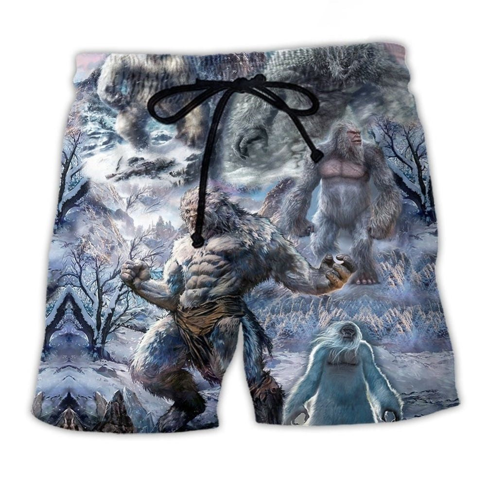 Mythical Yeti Believer Fantasy Beach Shorts For Warm Weather Travel And Everyday Comfort