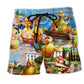 Duck Adventure Funny Wildlife Beach Shorts Graphic Detail For Resort Trips And Casual Outings