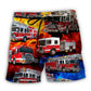 Fire Truck Firefighter Life Tribute Beach Shorts Design Detail For Weekend Getaways And Beach Days