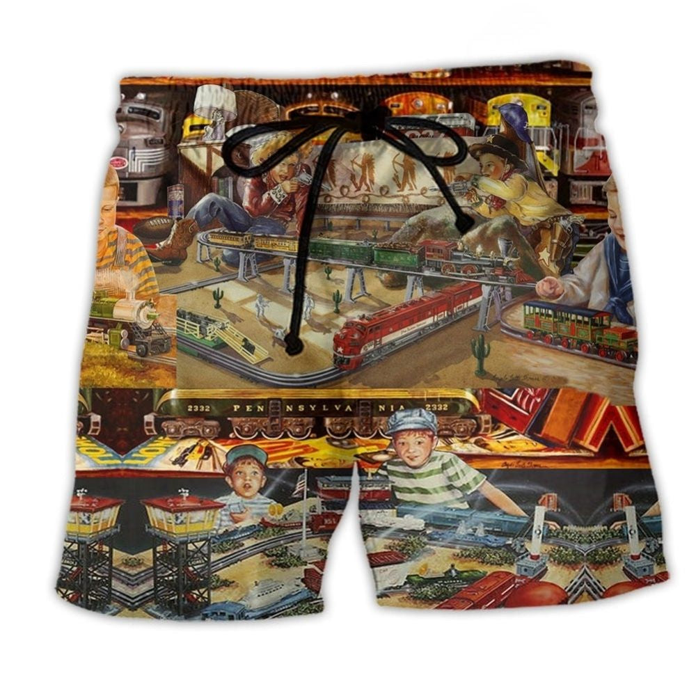 Train Toys Warm Happy Beach Shorts For Summer Vacation And Coastal Travel