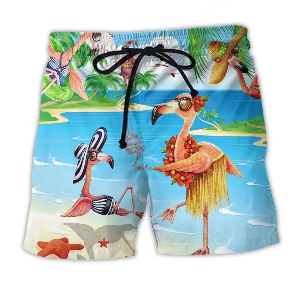 Flamingo Summer Beach Shorts For Summer Festivals And Relaxed Holiday Style