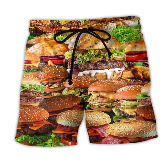 Food Delicious Hamburger Good Mood Beach Shorts For Poolside Relaxation And Summer Adventures