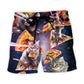 Pizza Cat Galaxy Fantasy Beach Shorts For Beach Trips And Relaxed Vacation Styling