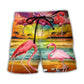 Summer Flamingo Paradise Cool Vibes Beach Shorts For Resort Travel And Thoughtful Summer Gifting