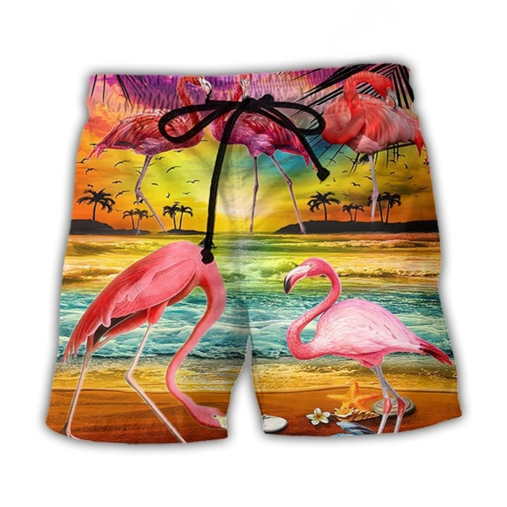 Summer Flamingo Paradise Cool Vibes Beach Shorts For Resort Travel And Thoughtful Summer Gifting