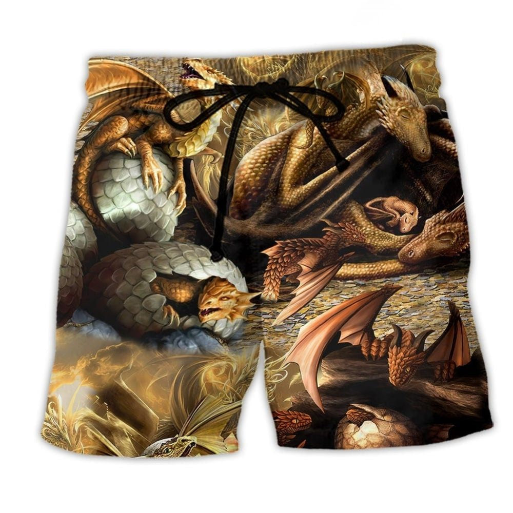 Dragon Love And Life Fantasy Beach Shorts Print View For Coastal Escapes And Casual Outings