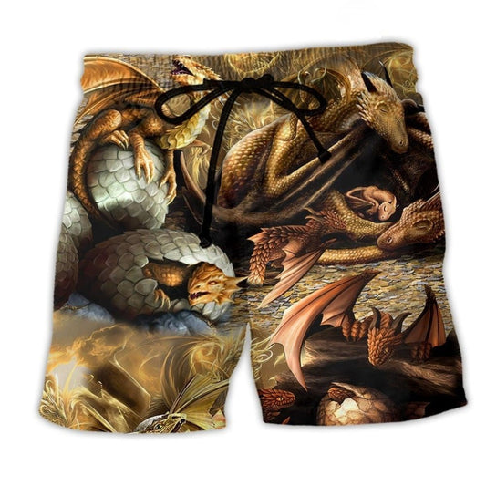 Dragon Love And Life Fantasy Beach Shorts Print View For Coastal Escapes And Casual Outings