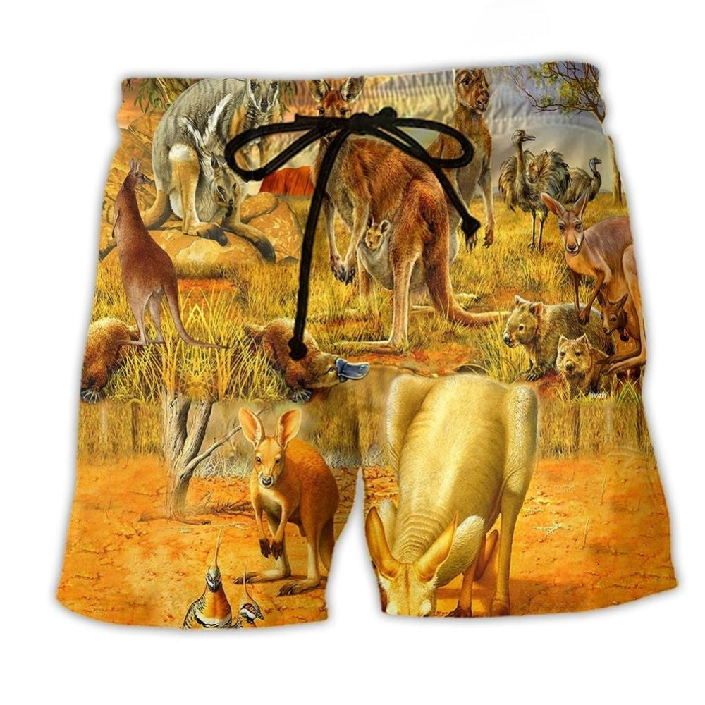 Kangaroo Animal Beach Shorts For Oceanfront Weekends And Easygoing Coastal Style