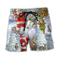 Christmas Santa Snowman Elf Joy Beach Shorts Pattern View For Vacation Travel And Outdoor Fun