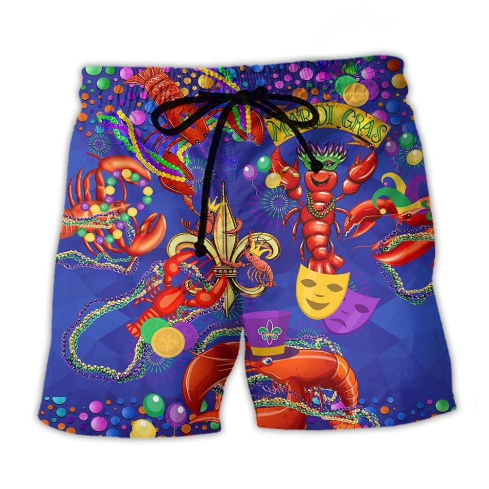 Shrimp Mardi Gras Animal Beach Shorts Print Detail For Thoughtful Gift Giving