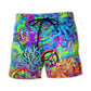 Hippie Octopus Colorful Tie Dye Beach Shorts Design Detail For Casual Warm Weather Outfits