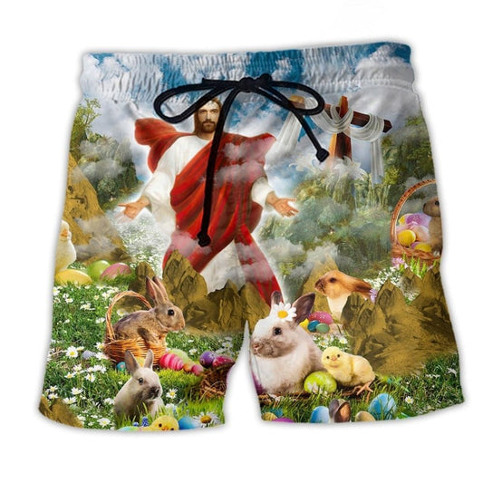Easter Faith Jesus Risen Beach Shorts For Resort Getaways And Comfortable Daily Wear