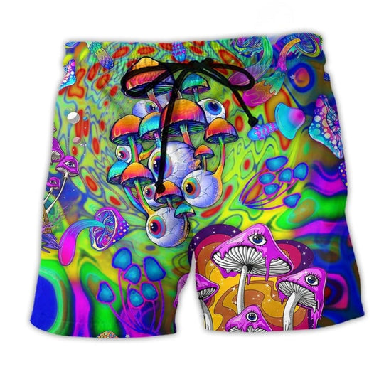 Bohemian Mushroom Color Eyes Beach Shorts For Warm Weather Outings And Leisure And Relaxation