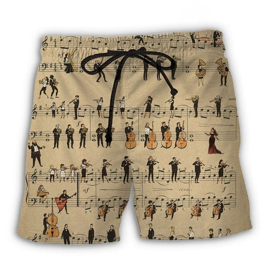 Retro Music Notes Lover Beach Shorts For Tropical Getaways And Weekend Adventures