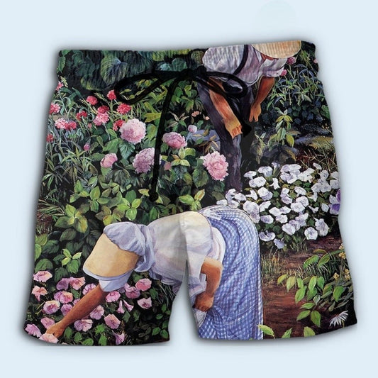 Gardening Floral Nature Lover Beach Shorts For Beach Trips And Relaxed Vacation Styling