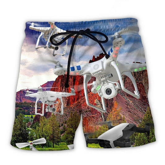 Drone Pilot Flying Is What I Do Beach Shorts Artwork Detail For Comfortable Everyday Summer Wear