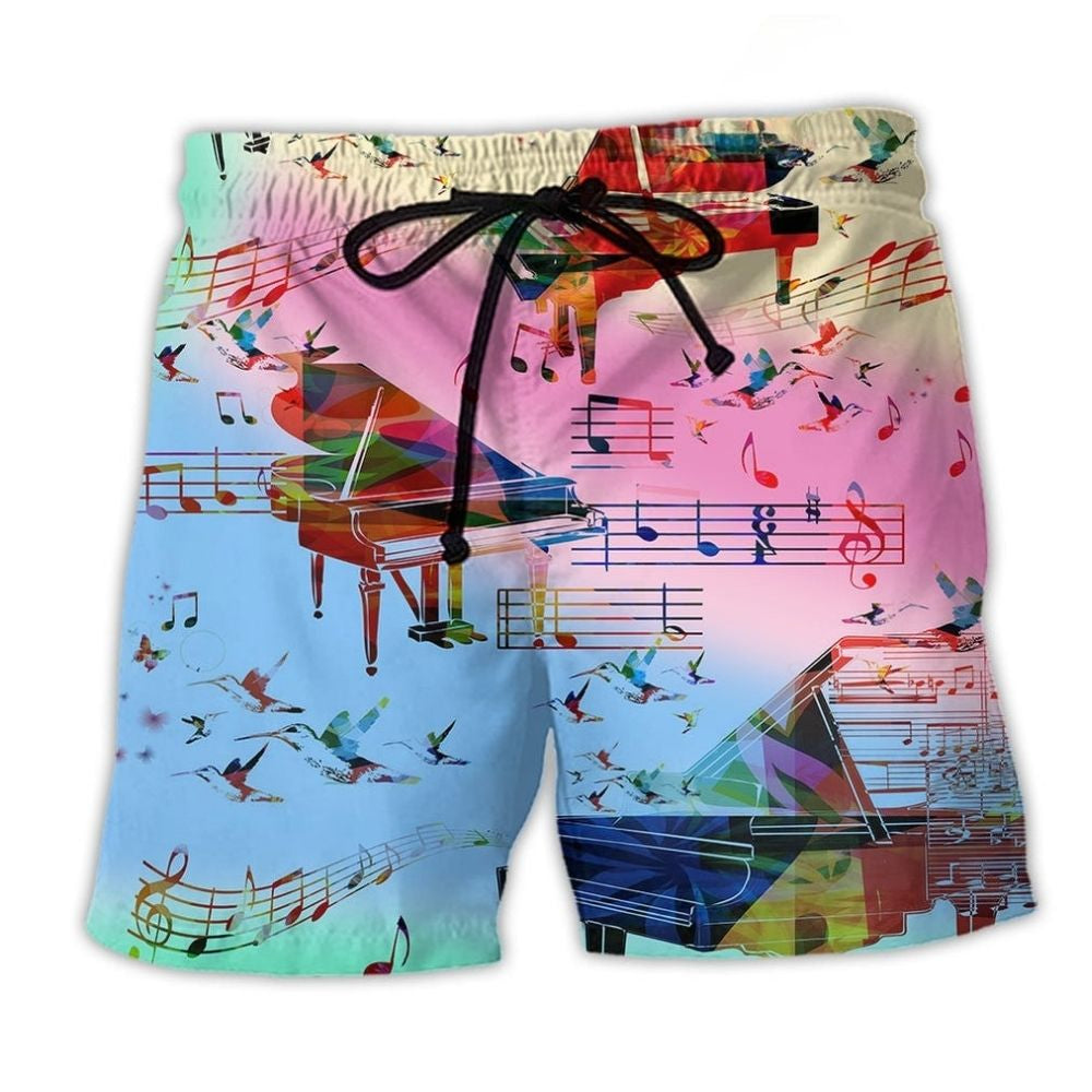 Colorful Piano Music Beach Shorts For Relaxed Shoreline Days And Vacation Ready Style