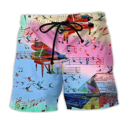 Colorful Piano Music Beach Shorts For Relaxed Shoreline Days And Vacation Ready Style