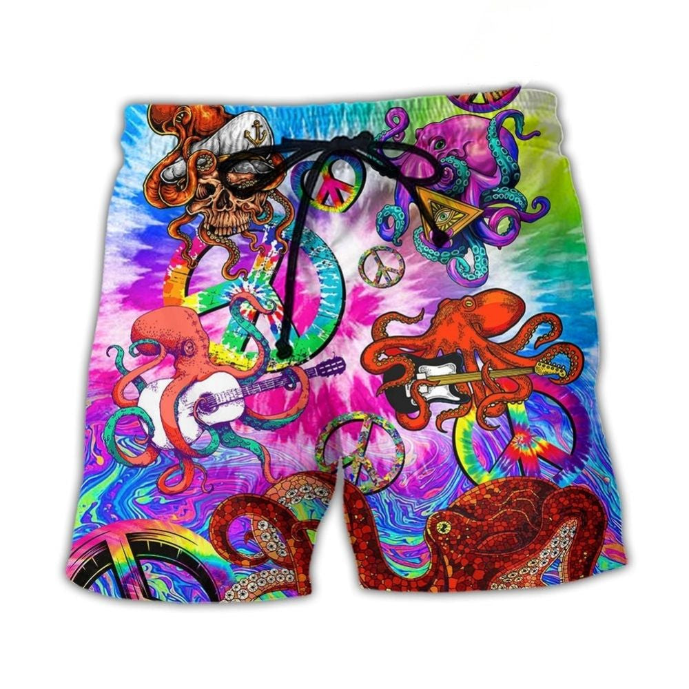 Happy Hippie Octopus Tie Dye Beach Shorts For Coastal Adventures And Relaxed Summer Wear