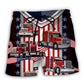 USA Flag Truck Driver Patriotic Beach Shorts Pattern View For Vacation Travel And Outdoor Fun
