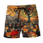 Halloween Skull Darkness Night Beach Shorts Pattern View For Bold Warm Weather Outfits