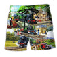 Train Track Landscape Beach Shorts For Weekend Escapes And Distinctive Seasonal Style