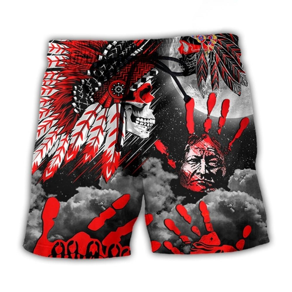 Native Halloween Skull Moon Night Beach Shorts Print View For Coastal Escapes And Casual Outings
