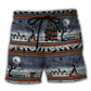 Scared Spooky Night Border Halloween Beach Shorts For Coastal Road Trips And Leisure And Relaxation