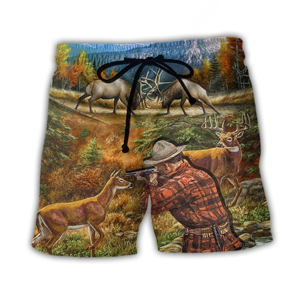 Hunting Deer Wildlife Beach Shorts Print View For Coastal Escapes And Casual Outings