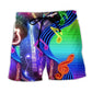 Guitar Neon Light Music Beach Shorts Design Detail For Concert Inspired Vacation Wear