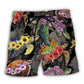 Turtle And Flowers Tropical Nature Beach Shorts Pattern View For Vacation Travel And Outdoor Fun