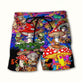 Happy Together Mushroom Hippie Color Beach Shorts For Outdoor Adventures And Thoughtful Seasonal Gifts