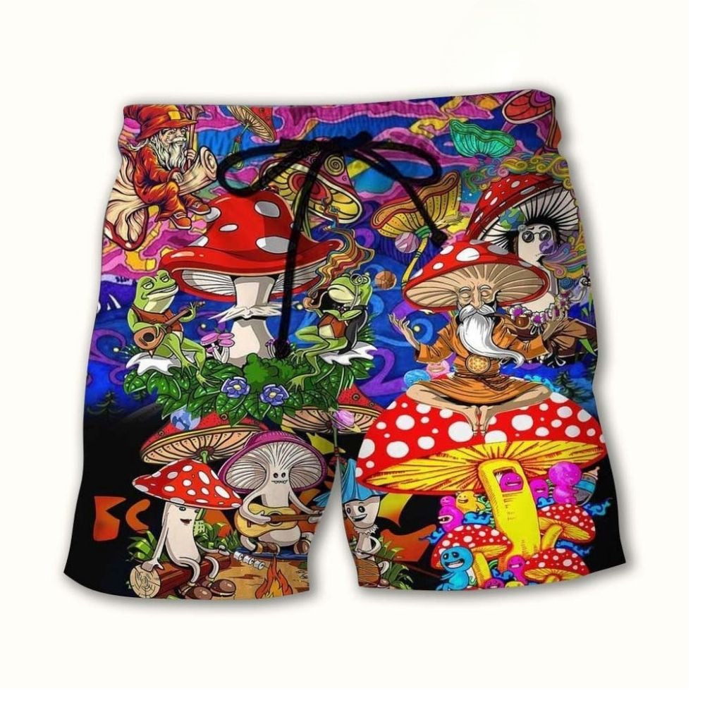 Happy Together Mushroom Hippie Color Beach Shorts For Outdoor Adventures And Thoughtful Seasonal Gifts