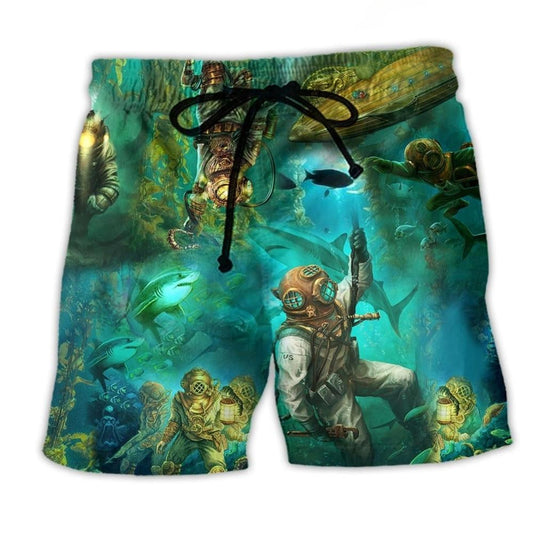 Ocean Into The Deep Sea I Go Beach Shorts Print Detail For Relaxed Warm Weather Outfits